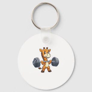 Porte-clés Gymnase Giraffe Cartoon Poids Lifting Fitness