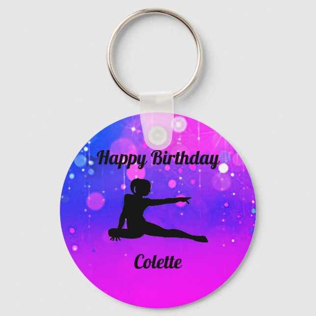 Porte-clés Gymnastique Féminine Joyeux Anniversaire (Recto)