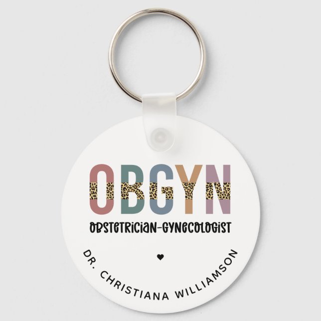 Porte-clés Gynécologue obstétricien OBGYN personnalisé (Recto)