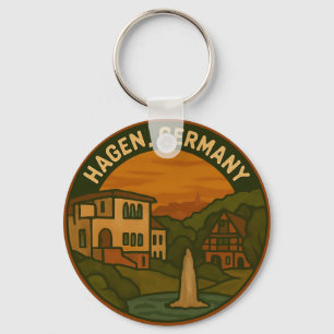 Porte-clés Hagen Allemagne Paysage Urbain Art