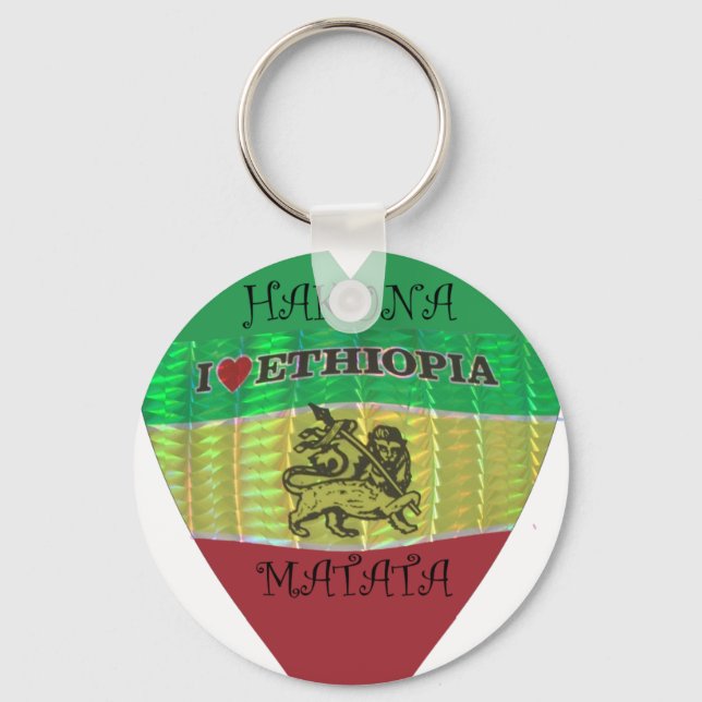 Porte-clés Hakuna Matata J'aime les couleurs éthiopiennes (Recto)