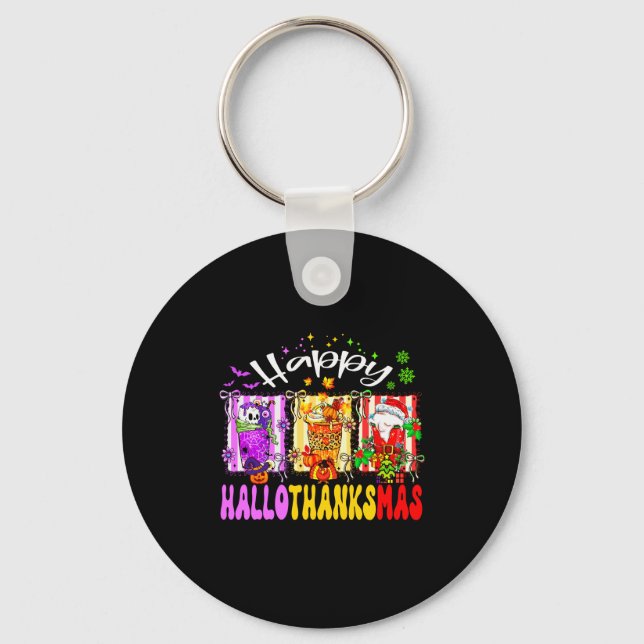 Porte-clés Hallothanksmas Coffee Latte Halloween Thanksgiving (Recto)