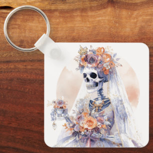 Porte-clés Halloween Aquarelle Squelette Porte - clé