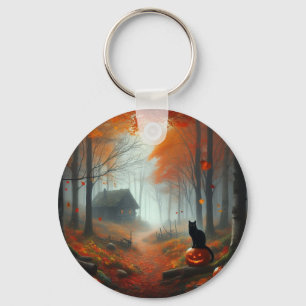 Porte-clés Halloween/Automne/Automne/citrouille/chat