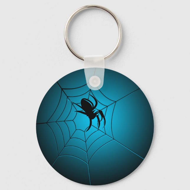 Porte-clés Halloween Black Spider sur le Web (Recto)