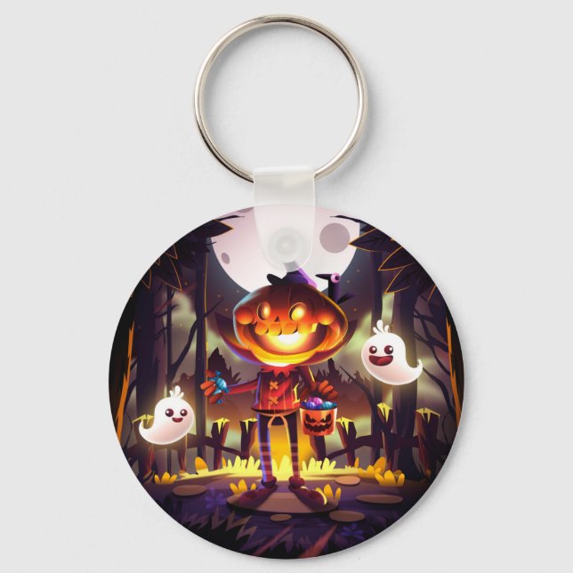 Porte-clés Halloween Citrouille mignon Fantômes Moon Effrayan (Recto)