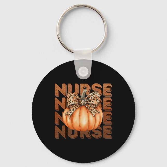 Porte-clés Halloween Infirmière Citrouille Infirmière Scrub T (Recto)