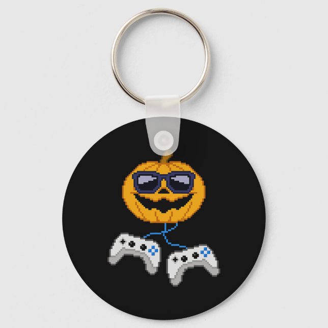 Porte-clés Halloween Jack-o'-lantern Pixeleleled Jeu Gamer Bo (Recto)