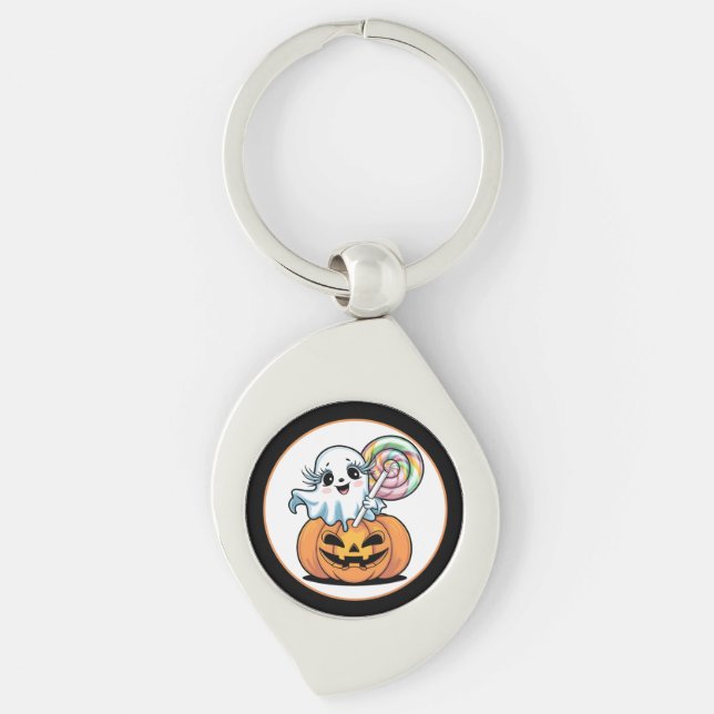 Porte-clés Halloween Lollipop Ghost On Pumpkin (Devant)