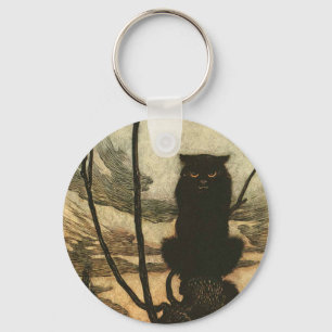 Porte-clés Halloween noir Chat Vintage Rackham effrayant