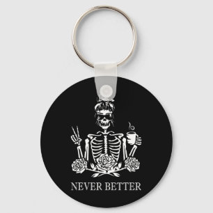 Porte-clés Halloween Skeleton Skull Femmes Boire Café Nev