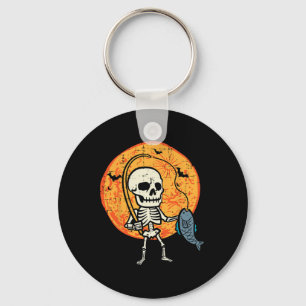 Porte-clés Halloween Squelette Costume de pêche Pêcheur Homme
