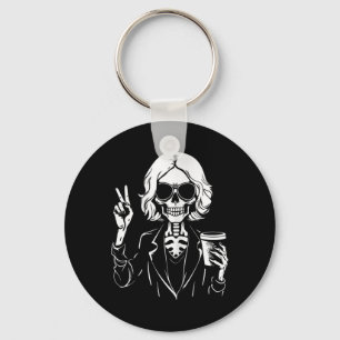 Porte-clés Halloween Squelette Lazy Boire Café Café Costum