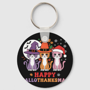 Porte-clés Halloween Thanksgiving Noël Chats Happy Hallot