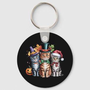 Porte-clés Halloween Thanksgiving Noël mignonne vacances Chat