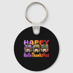 Porte-clés Halloween Thanksgiving X mas Happy HalloThanksMas