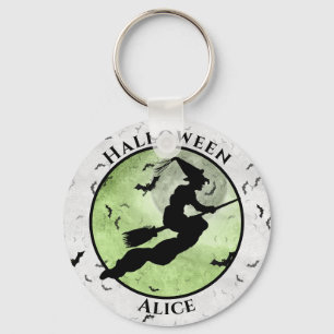 Porte-clés Halloween Volant Black Sorcière Silhouette Vert