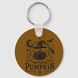 Porte-clés Halloween Witch Casquette et Citrouille Design Mag