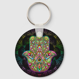Porte-clés Hamsa Fatma Main Psychedelic Art