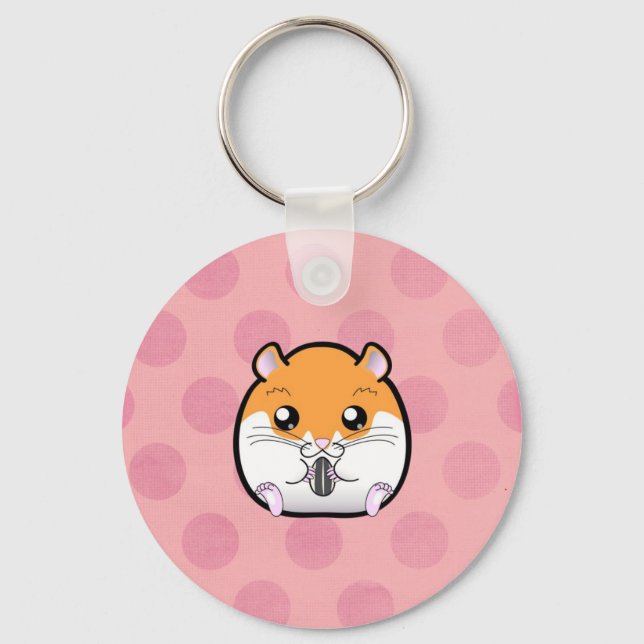 Porte-clés Hamster blanc orange syrien régulier (Recto)