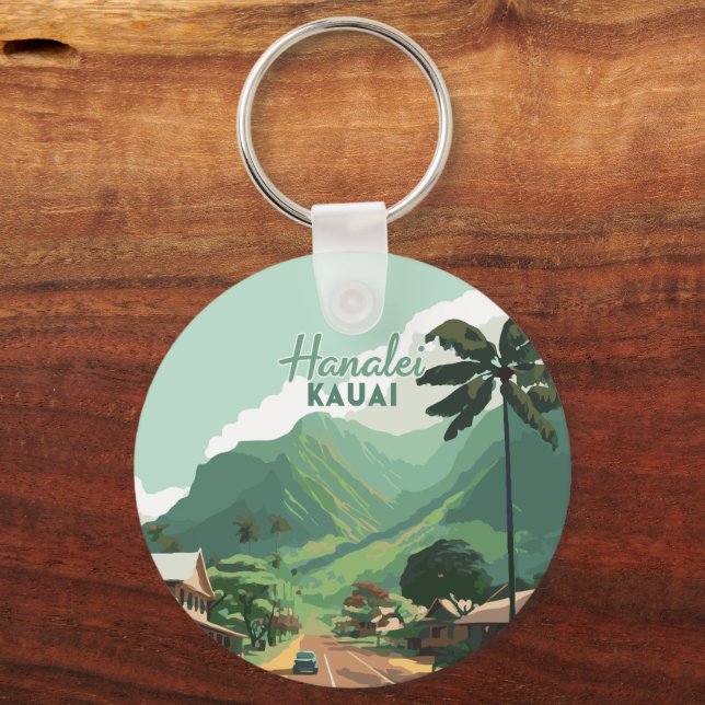 Porte-clés Hanalei Kauai Hawaii Bay Mounts Green (Recto)