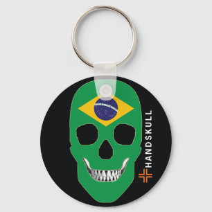 Porte-clés HANDSKULL Brésil, Happy skull, drapeau du Brésil