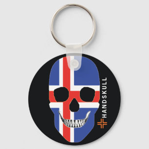 Porte-clés HANDSKULL Islande, Happy skull, drapeau islandais