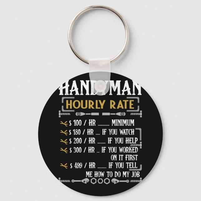 Porte-clés Handyman Horaire Note Drôle Handyman Cadeaux (Recto)