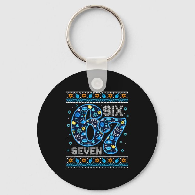 Porte-clés Hanukkah 67 Festive Dreidel Ugly Sweater Jew Six S (Recto)