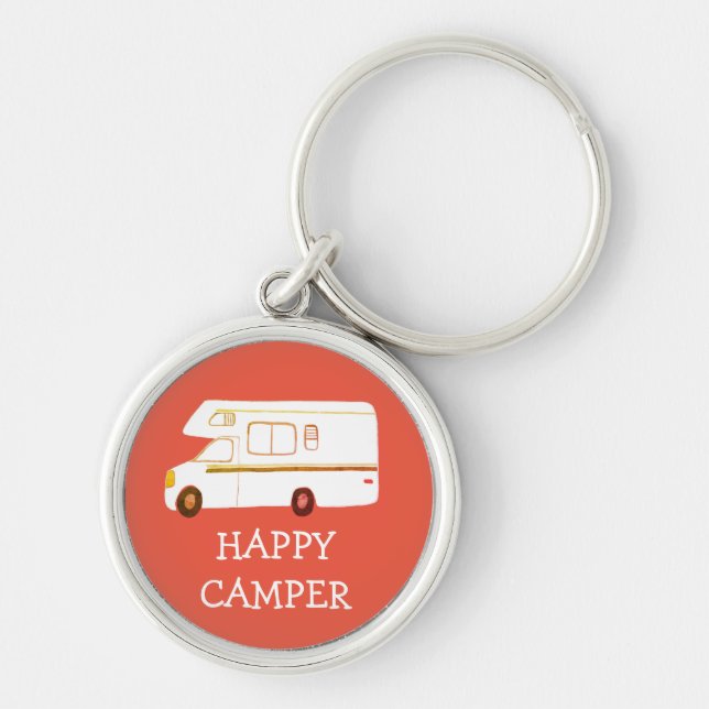 Porte-clés HAPPER CAMPER RV Motorhome Camping PERSONNALISÉ (Devant)