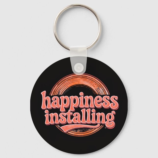 Porte-clés happiness.exe Installing - Vintage 70s Retro Coral (Recto)