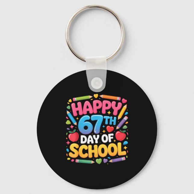 Porte-clés Happy 67th Day Of School Cute Teacher Student Desi (Recto)