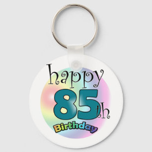 Porte-clés Happy 85th Birthday (bleu)