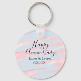 Porte-clés Happy anniversary wedding name date year pastel