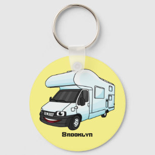 Porte-clés Happy campervan cartoon illustration