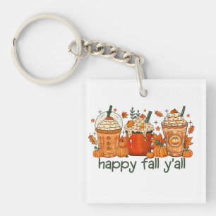 Porte-clés Happy Fall Y'all, automne et épices Citrouilles