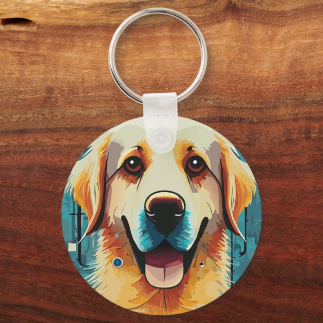 Porte-clés Happy Golden Retriever (Recto)