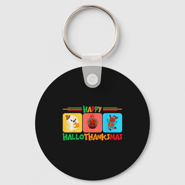 Porte-clés Happy Hallothanksmas Christmas And Thanksgiving  (Recto)
