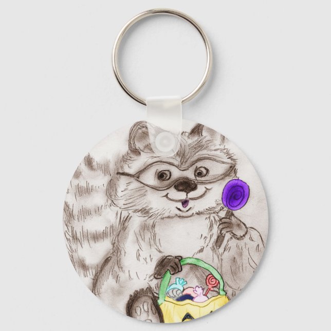 Porte-clés Happy Halloween Costumed Raccoon (Recto)