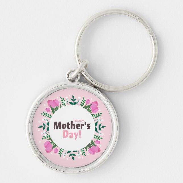 Porte-clés Happy Mother's Day Pink Tulips (Devant)