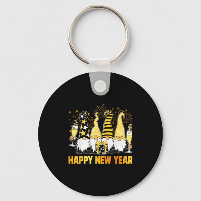 Porte-clés Happy New Year 2026 Gnomes Drinking Champagne New  (Recto)