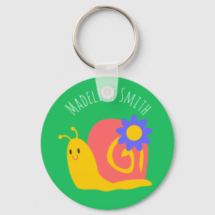 Porte-clés Happy pink and green snail