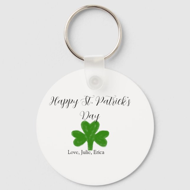 Porte-clés Happy St. Patrick's day green shamrock name  (Recto)