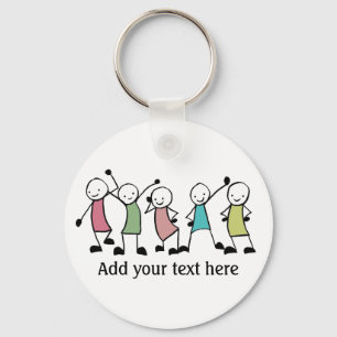 Porte-clés Happy Stick People Friends Personalized
