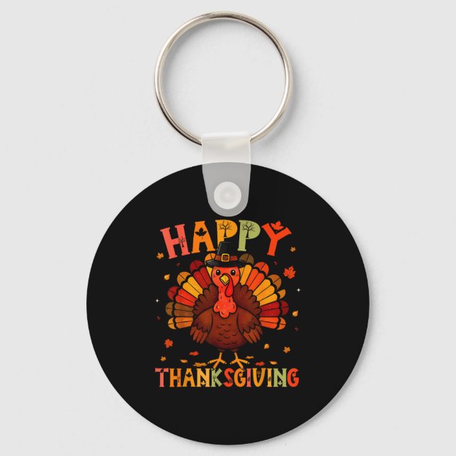 Porte-clés Happy Thanksgiving Funny Turkey Day Family Dinner  (Recto)