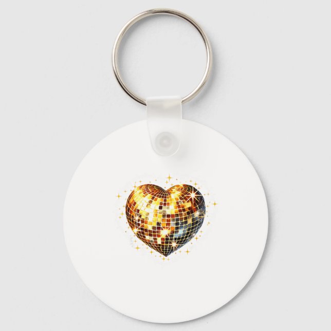 Porte-clés Happy Valentine's Day Funny Gold Coquette Disco Ba (Recto)
