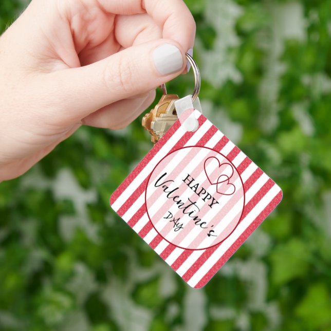 Porte-clés Happy Valentine's Day Heart Stripes Keychain (main)