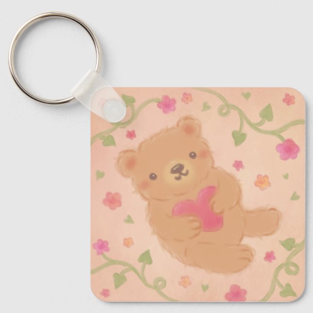 Porte-clés Happy Valentine's Day with Teddy Bear (Recto)