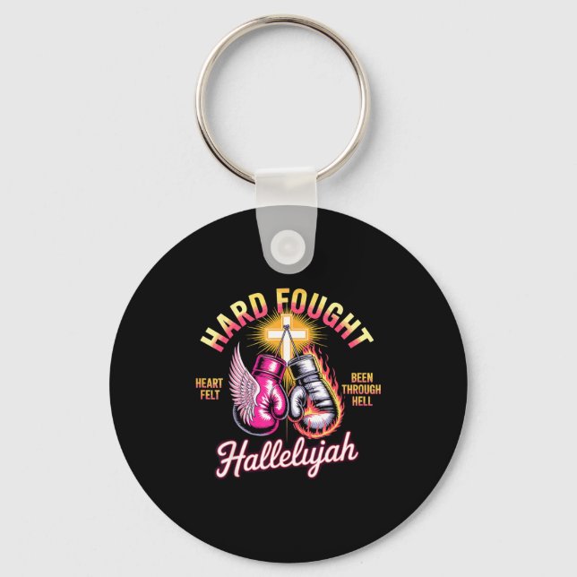 Porte-clés Hard Fought Hallelujah Boxing Gloves Faith  (Recto)
