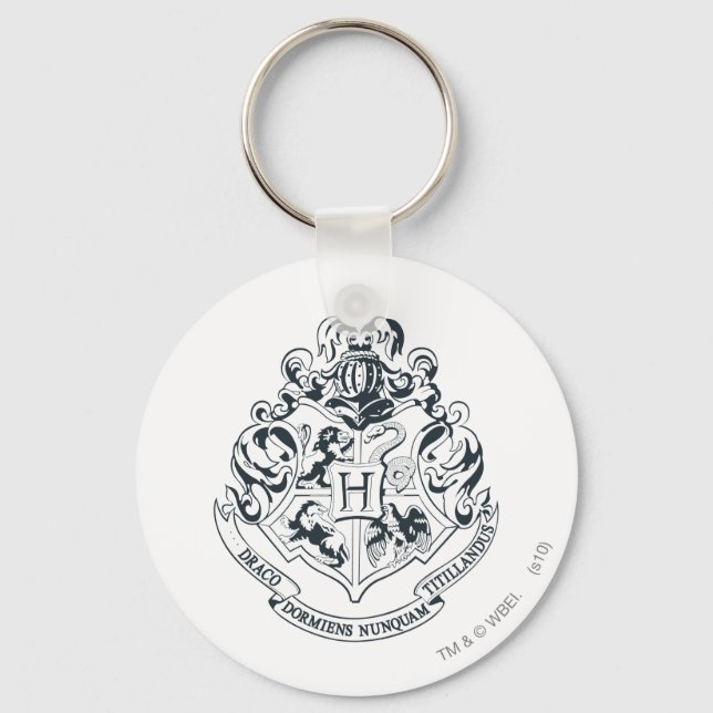 Porte-clés Harry Potter | Cimier de Poudlard - noir et blanc (Recto)